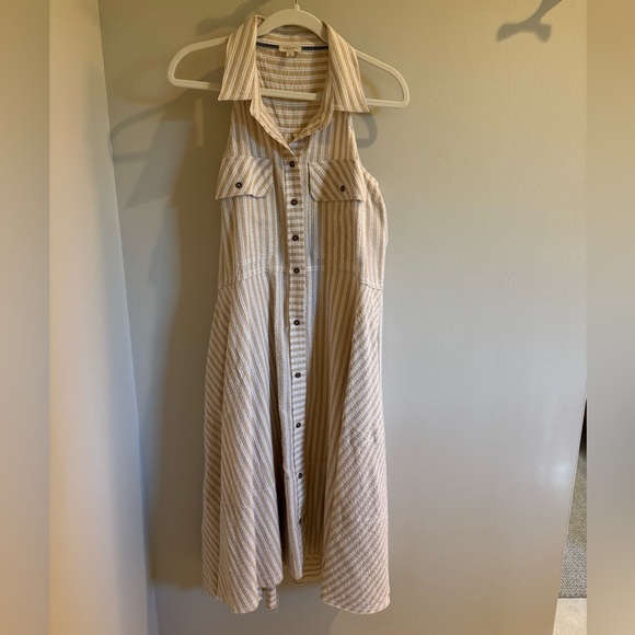 Pilcro Cream Button Down Sleeveless Sundress Size Small - Picture 2 of 8